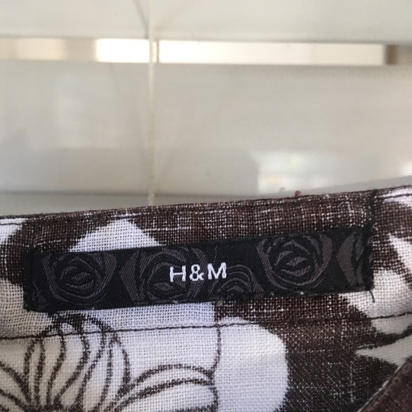 Brown linen tank with flower pattern - Picture 3 of 4